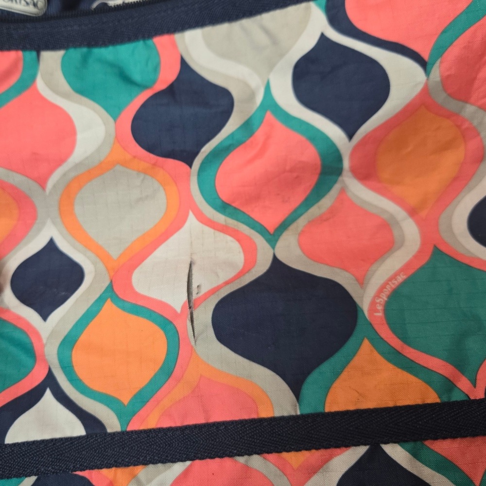 LeSportsac Large Weekender Duffle Bag Retro Geometric Ogee Print Multi-Color View 6